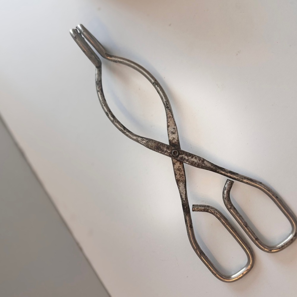 Vintage Silver Tone Metal Kitchen Tongs‎ Serving Food Sugar Ice Tong Scissor